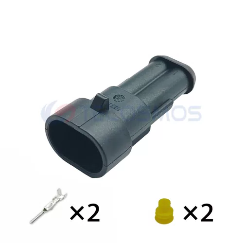Waterproof Copper Contact ABS/Nylon Housing Wire Harness Plug for Car 2-Pin Male 282104-1 - image 3